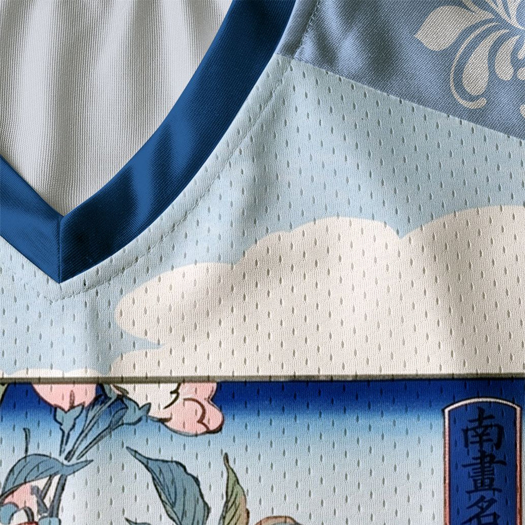 Kyoto-Lion Japanese Sakura Floral Paneled Long Sleeve Jersey