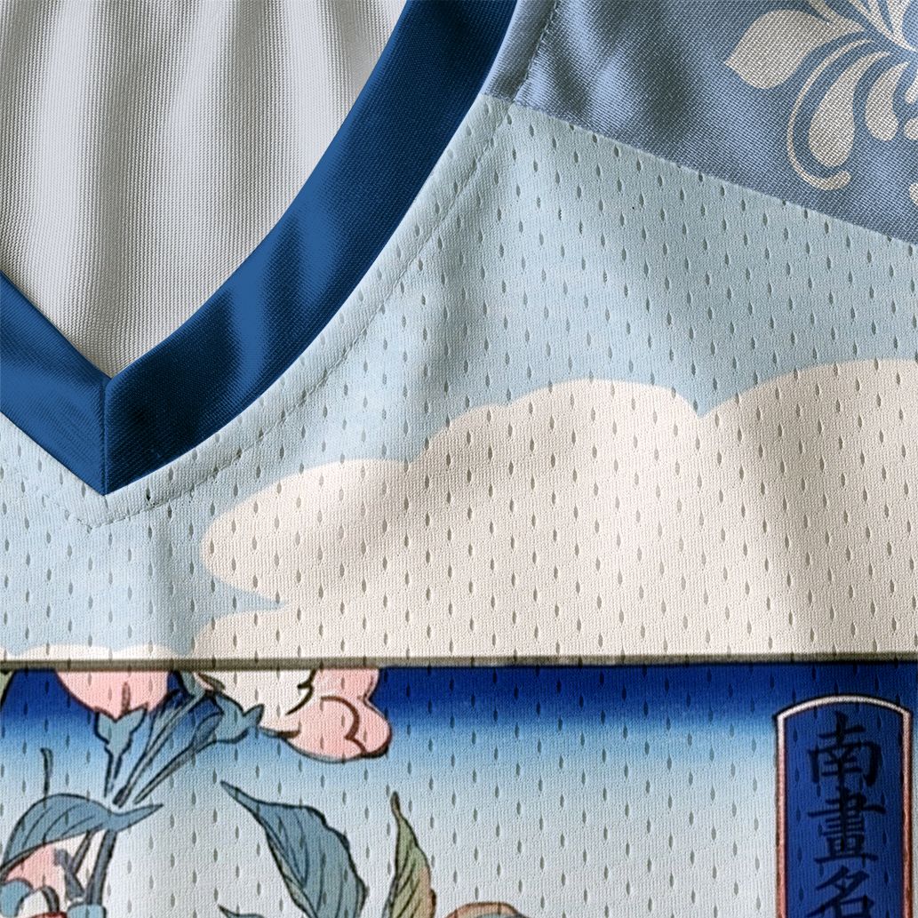Kyoto-Lion Japanese Sakura Floral Paneled Long Sleeve Jersey
