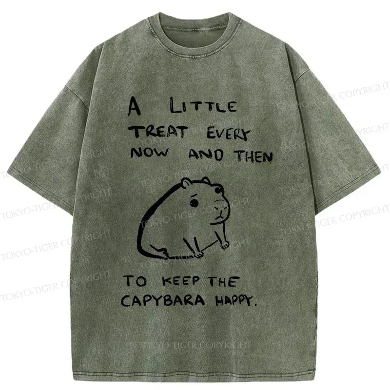 Kyoto-Lion Keep Capybara Happy Washed T-Shirt