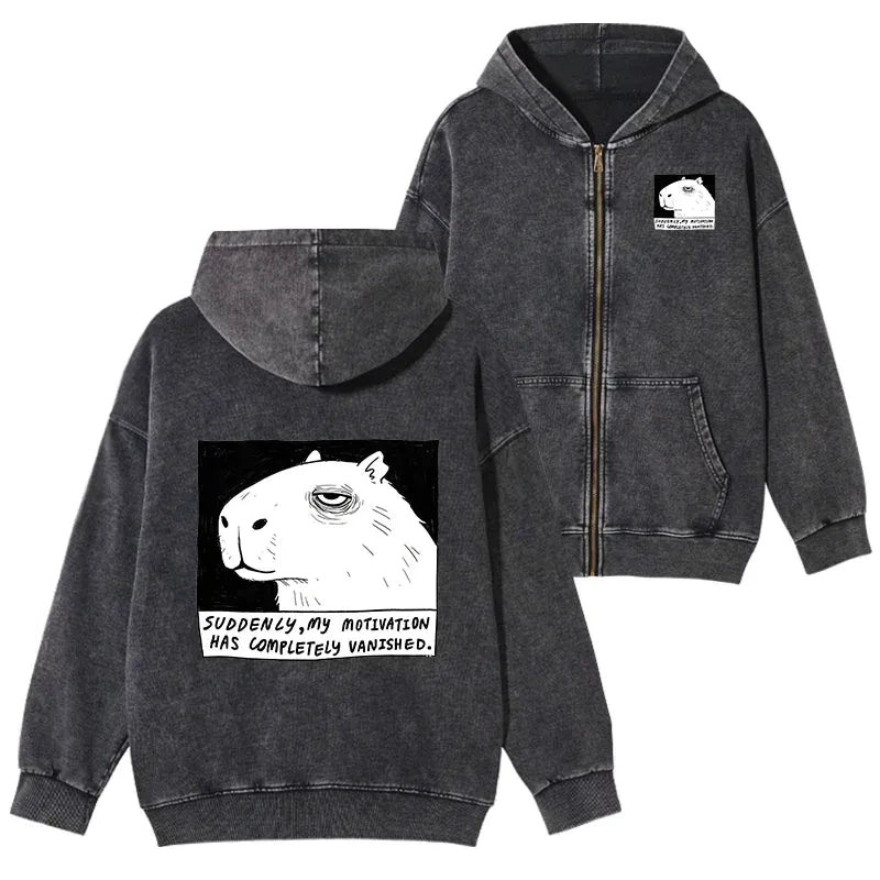 kyoto lion washed zip hoodie