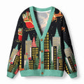 Kyoto-Lion Santa’s Midnight Flight Ugly Cardigan Sweater