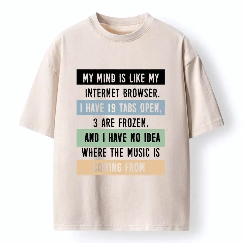 Funny Brain Tab Washed T-Shirt for Daily Wear