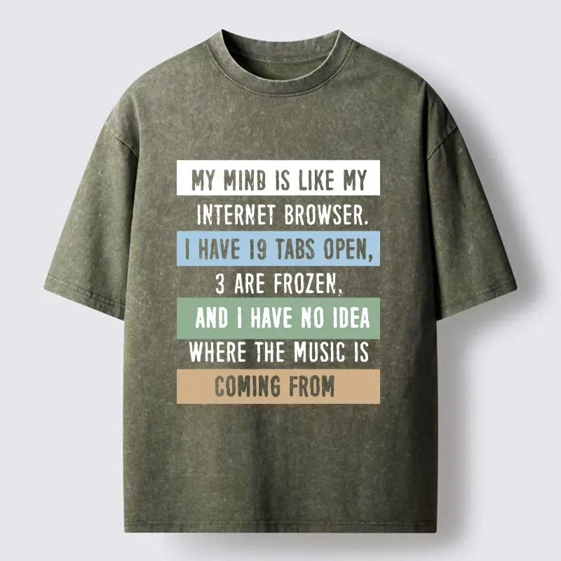 Kyoto-Lion Funny Brain Tab Meme Washed T-Shirt