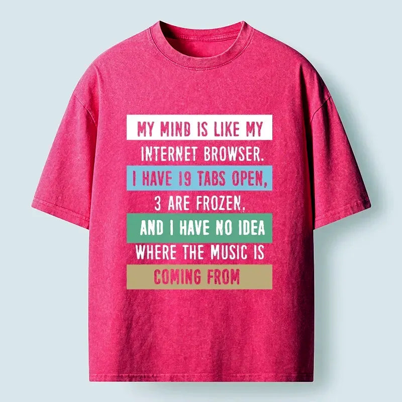 Funny Brain Tab Washed T-Shirt for Daily Wear