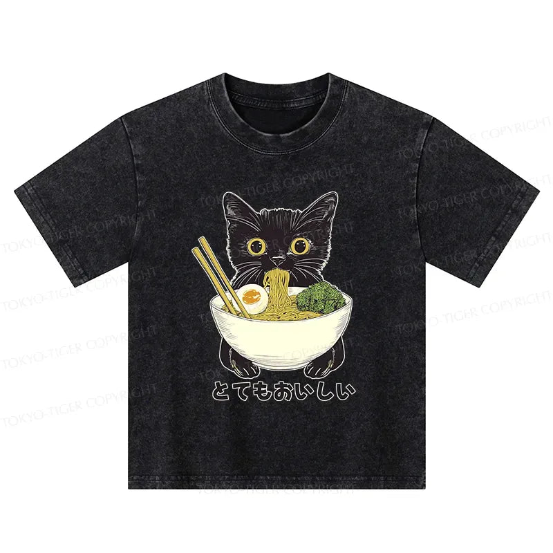Cute Cat Ramen Lover Kids T-Shirt