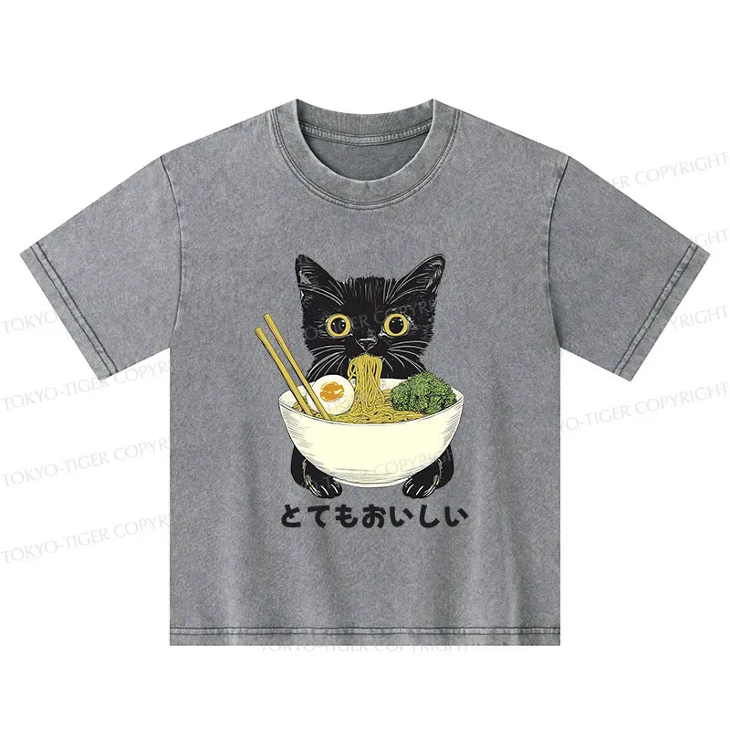 Cute Cat Ramen Lover Kids T-Shirt