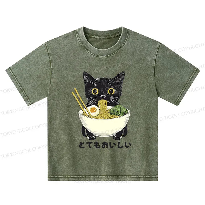 Cute Cat Ramen Lover Kids T-Shirt