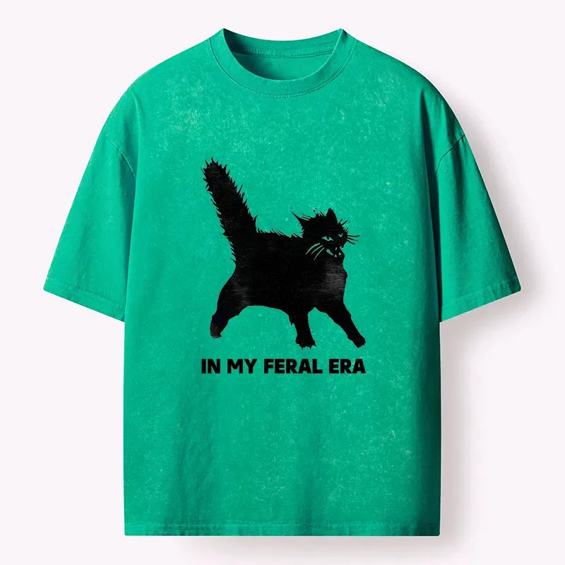 Black Cat Ukiyo-e Washed T-Shirt