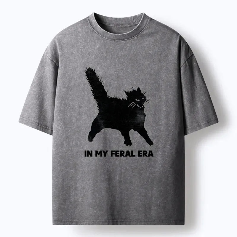 Japanese Washed Black Cat T-Shirt
