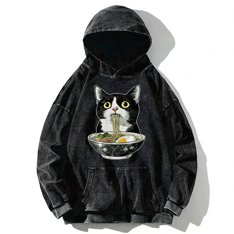 Kyoto Cat Ramen Washed Hoodie