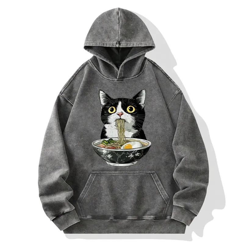 Kyoto Cat Ramen Washed Hoodie