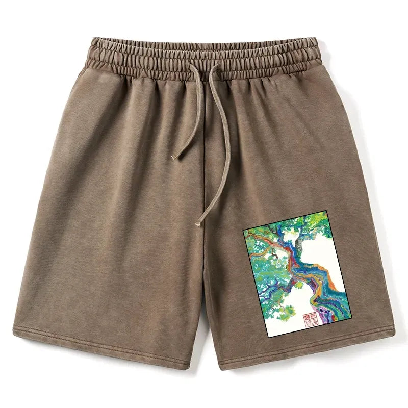 Kyoto-Lion Colorful Magic Tree Washed Shorts