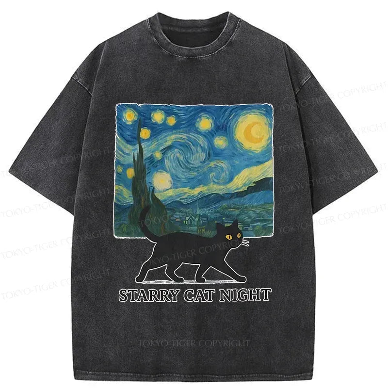 vintage washed cat tee for men