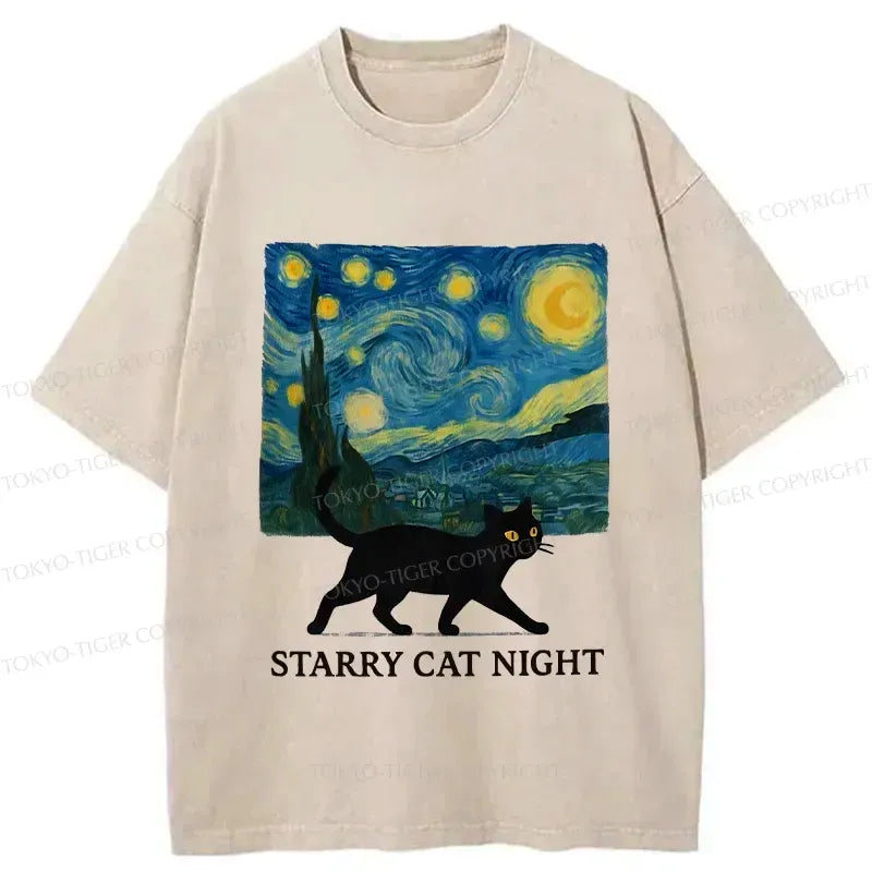 vintage washed cat tee for men