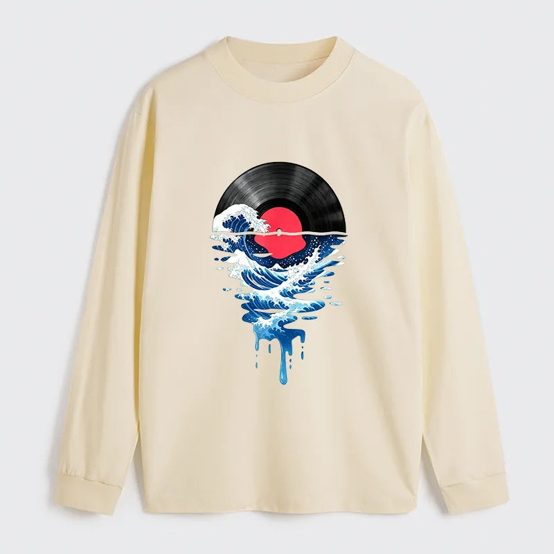 Kyoto-Lion Vinyl Records And Waves Classic Long Sleeve T-Shirt