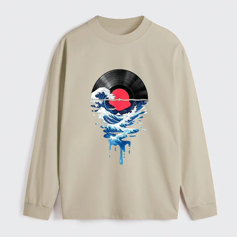 Kyoto-Lion Vinyl Records And Waves Classic Long Sleeve T-Shirt