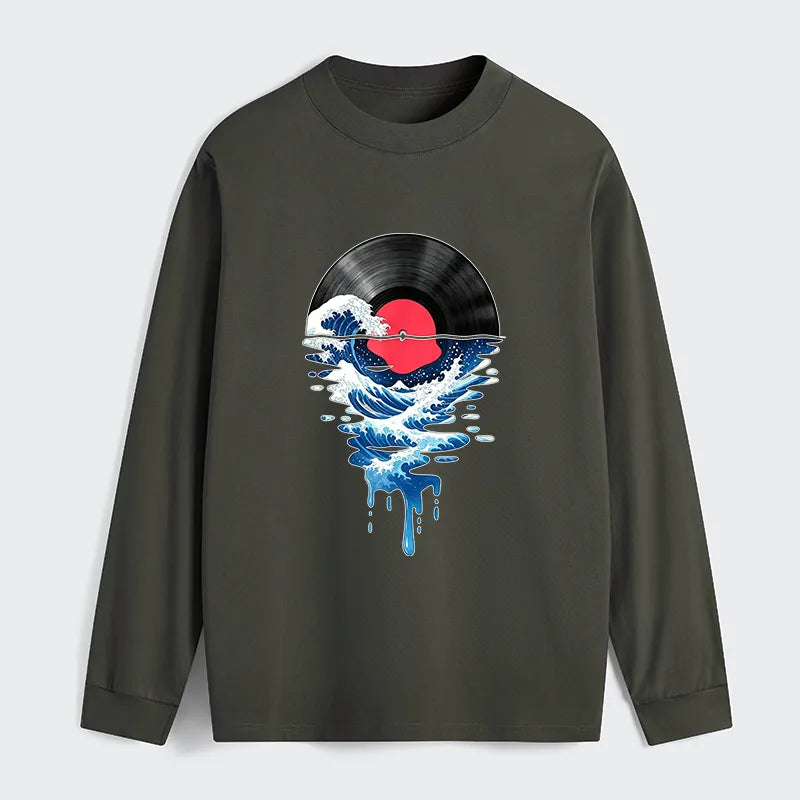 Kyoto-Lion Vinyl Records And Waves Classic Long Sleeve T-Shirt