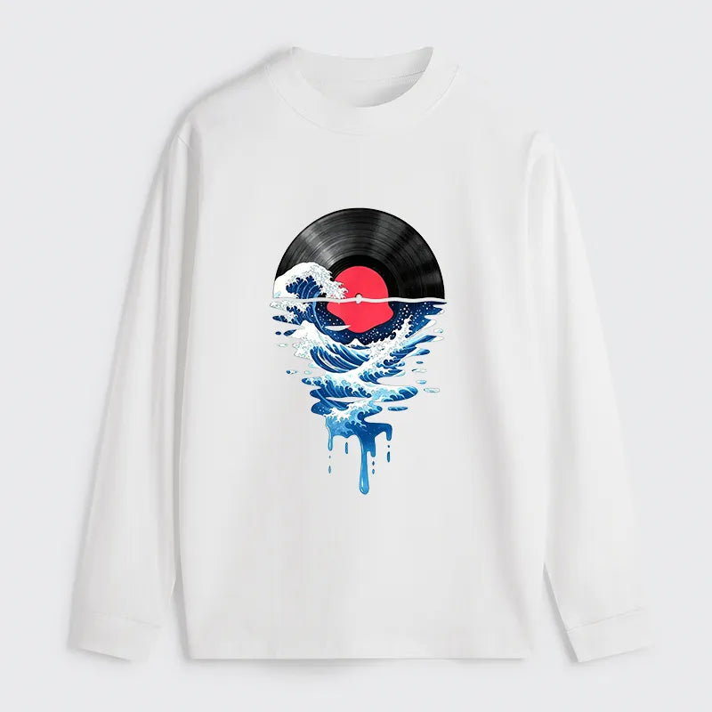 Kyoto-Lion Vinyl Records And Waves Classic Long Sleeve T-Shirt