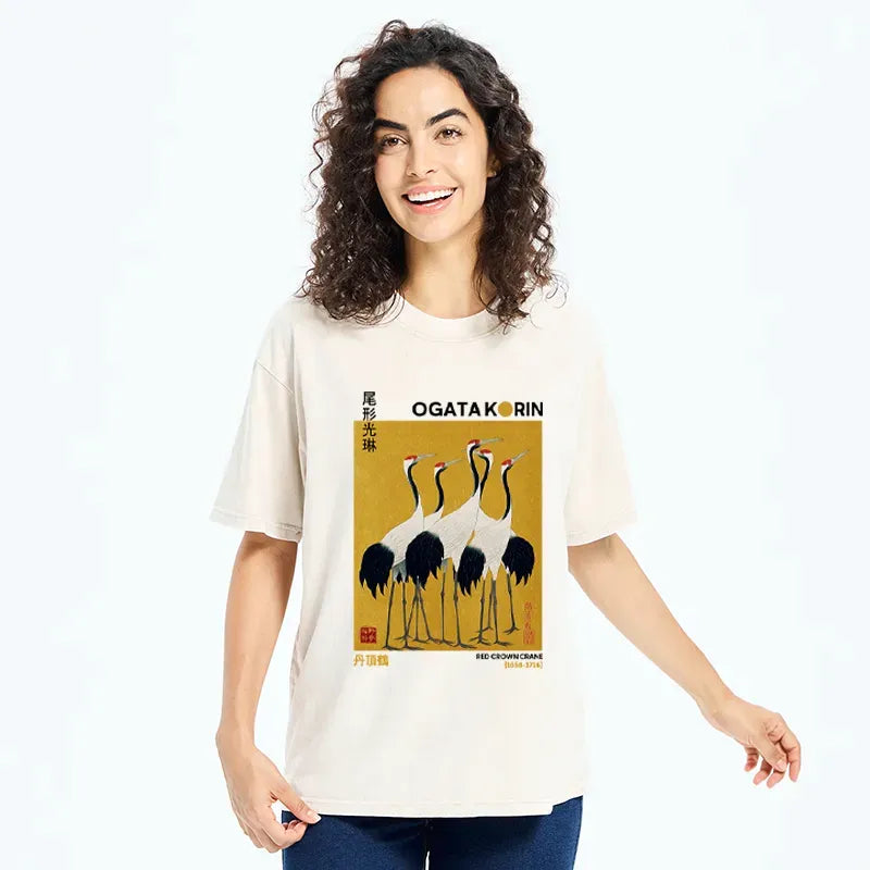 Kyoto-Lion Dance of Cranes Washed T-Shirt
