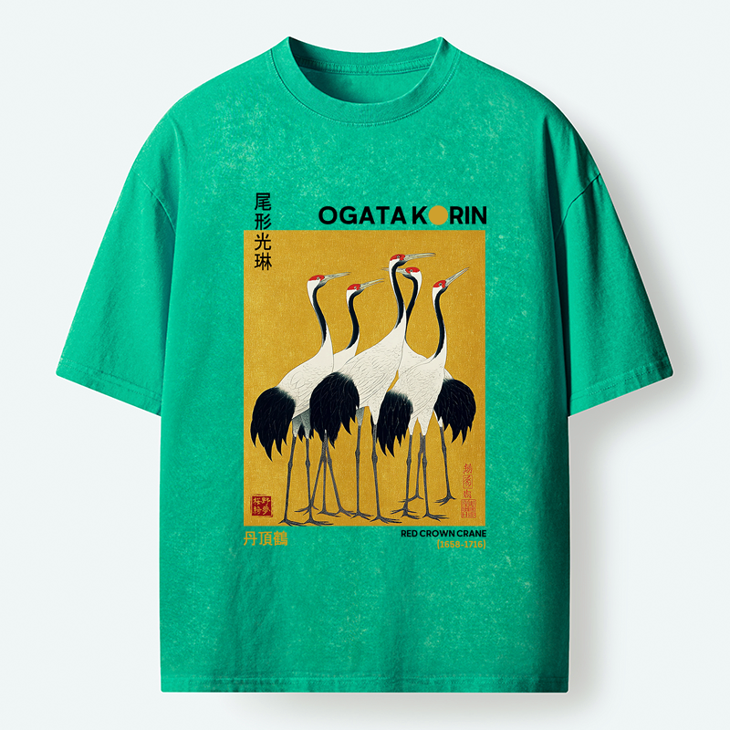 Japanese crane washed t-shirt