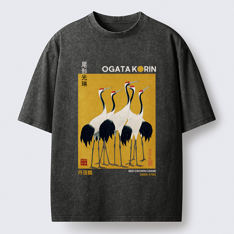 Kyoto-Lion Dance of Cranes Washed T-Shirt