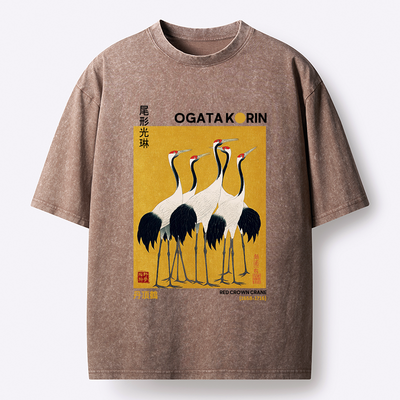 Kyoto-Lion Dance of Cranes Washed T-Shirt