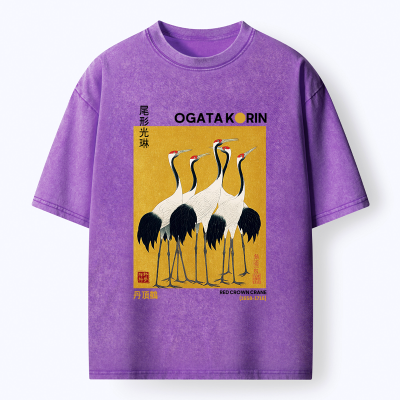 Japanese crane washed t-shirt