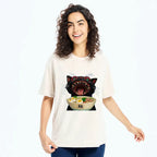 Kyoto-Lion Black Cat Is Ready To Eat Ramen Washed T-Shirt