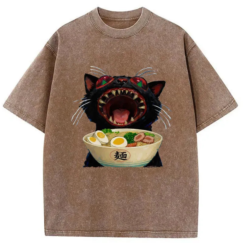 Black Cat Ramen T-Shirt Gift for Him