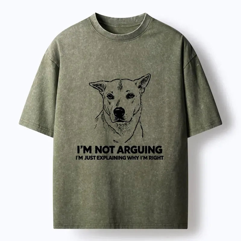 Kyoto-Lion Stubborn Dog Defending His Point Washed T-Shirt