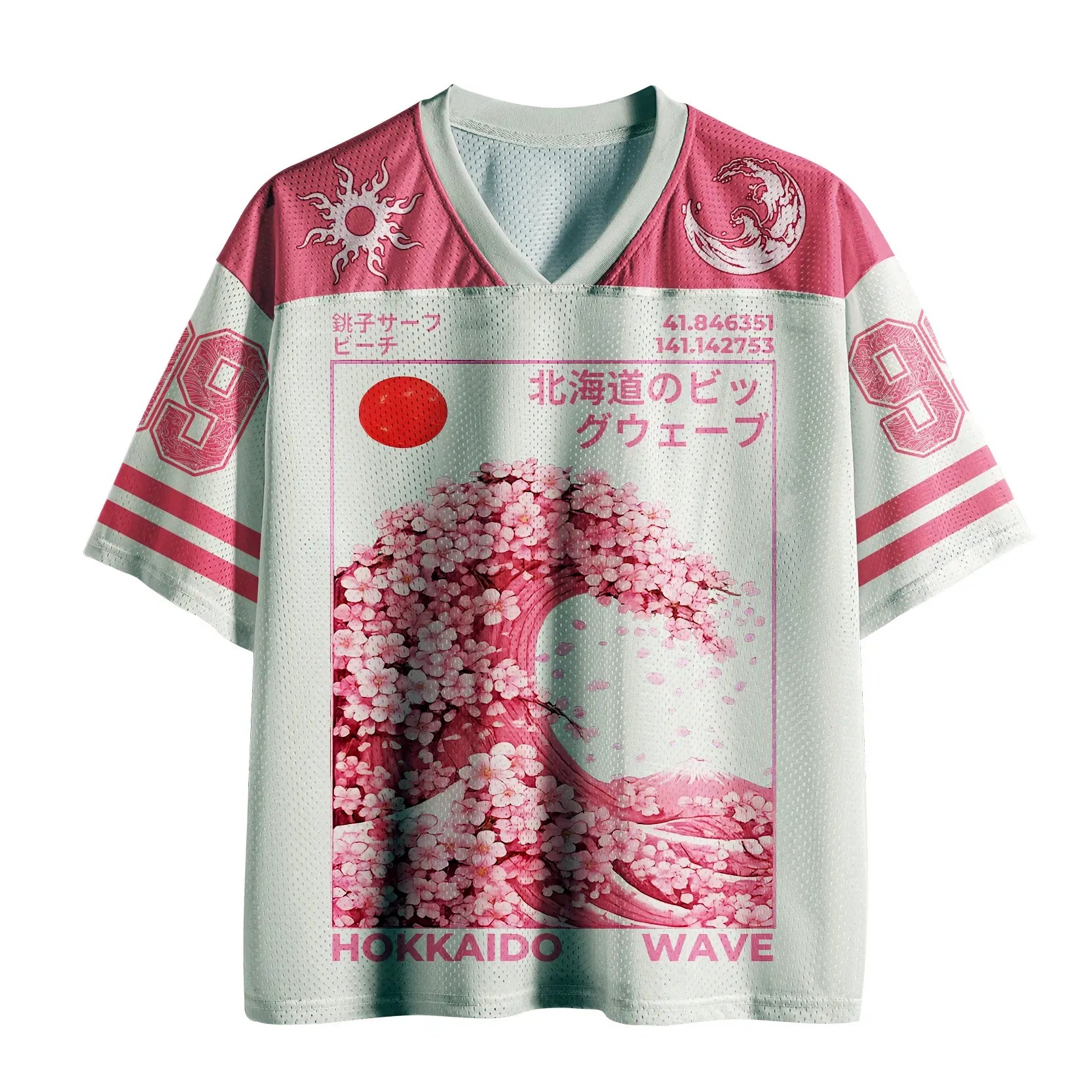 Japanese sakura wave mesh top