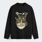 Cute Cat Eating Ramen Shirt for Daily Wear