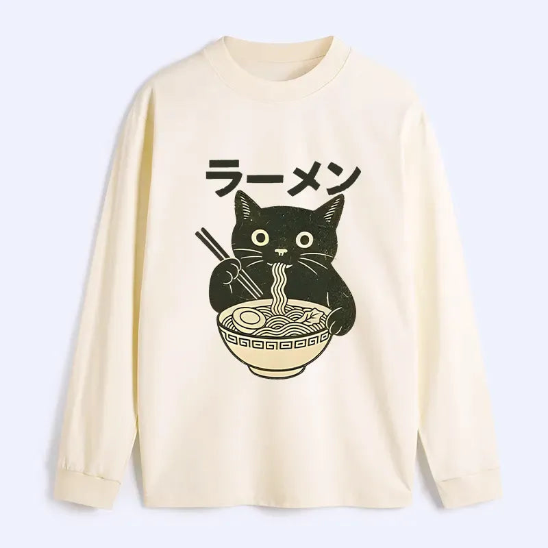 Black Cat Ramen Long Sleeve T-Shirt