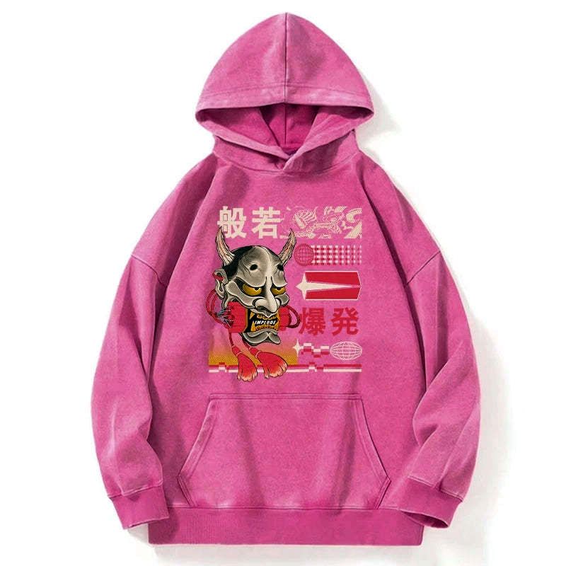 Kyoto-Lion Hannya Mask Japanese Washed Hoodie