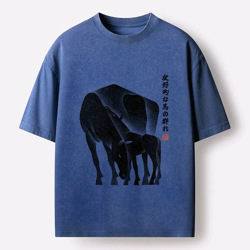 Kyoto-Lion Washed T-Shirt with Free Shipping