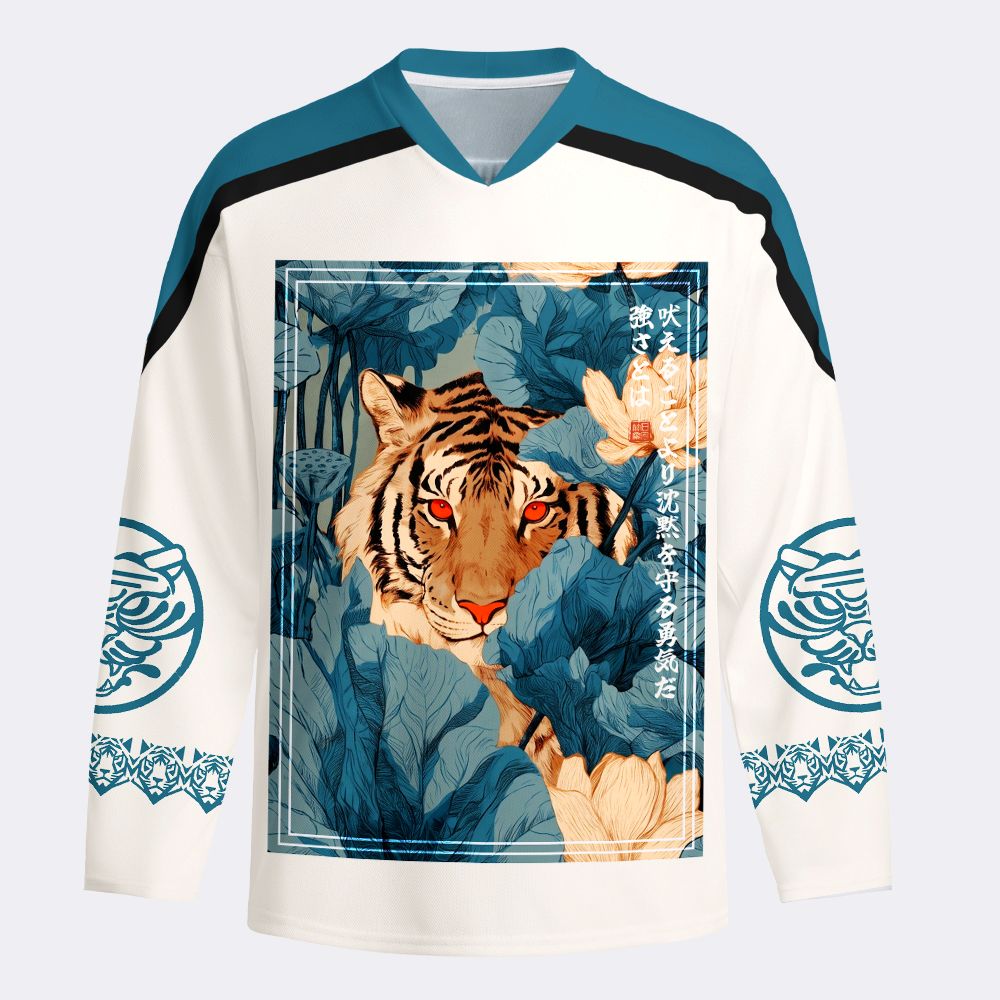 Kyoto-Lion Jungle Whisper: Silent Tiger Long-Sleeve Hockey Jersey