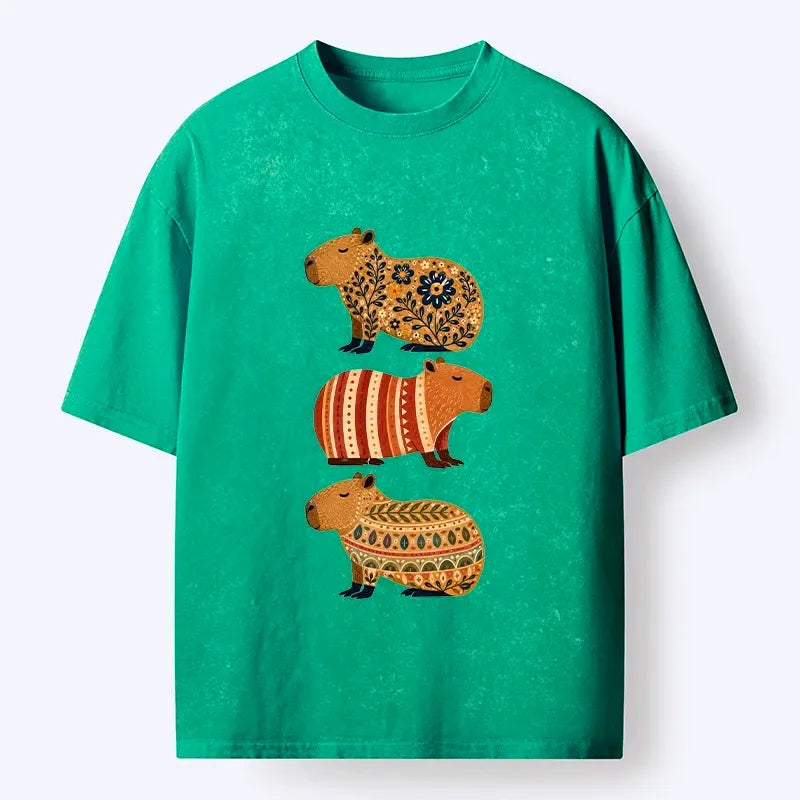 kyoto folk floral capybara shirt for vacation