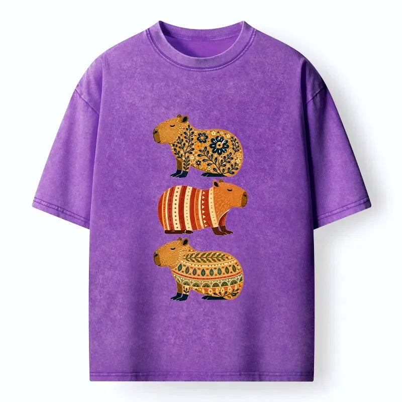 kyoto folk floral capybara shirt for vacation