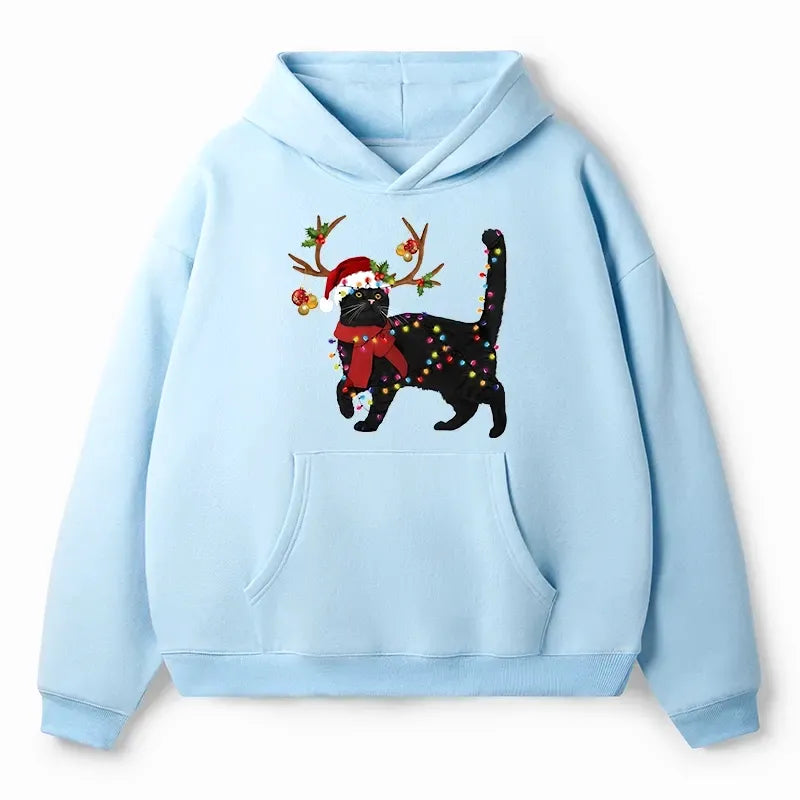 Christmas Black Cat Hoodie Gift Idea
