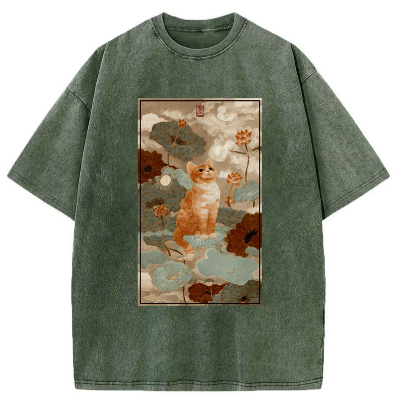 Kyoto-Lion Lotus Pond Serenity Washed T-Shirt