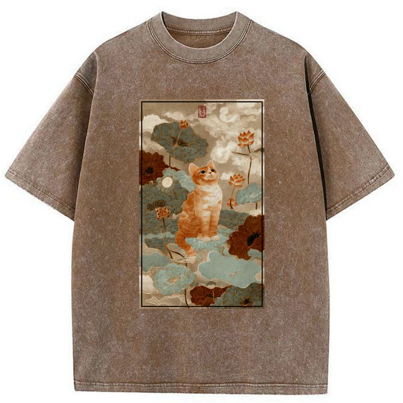 Kyoto-Lion Lotus Pond Serenity Washed T-Shirt