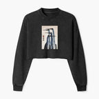 Kyoto-Lion Retro Sandhill Crane Washed Crop Sweatshirt