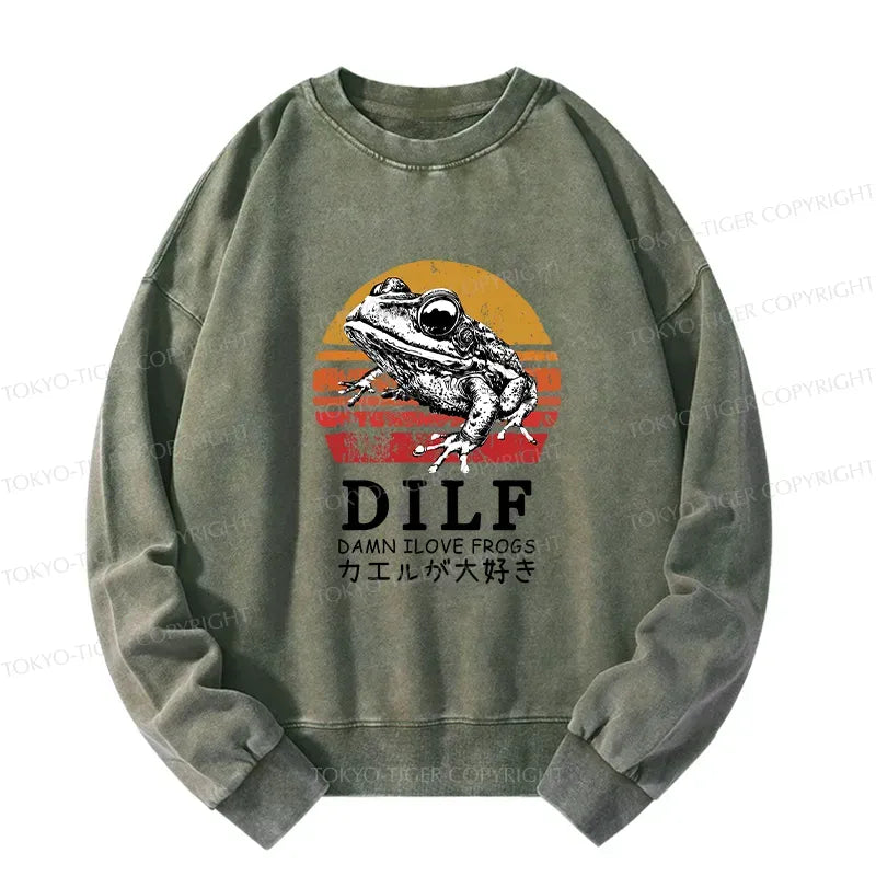 Funny Frog Lover Washed Sweatshirt Gift Idea