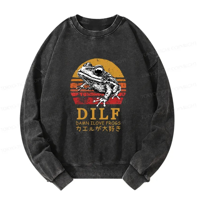 Funny Frog Lover Washed Sweatshirt Gift Idea