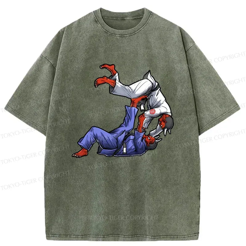 Kyoto-Lion Karate Duel Ghost Washed T-Shirt