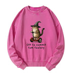 Kyoto-Lion Orange Cat Riding Segway-style Washed Sweatshirt