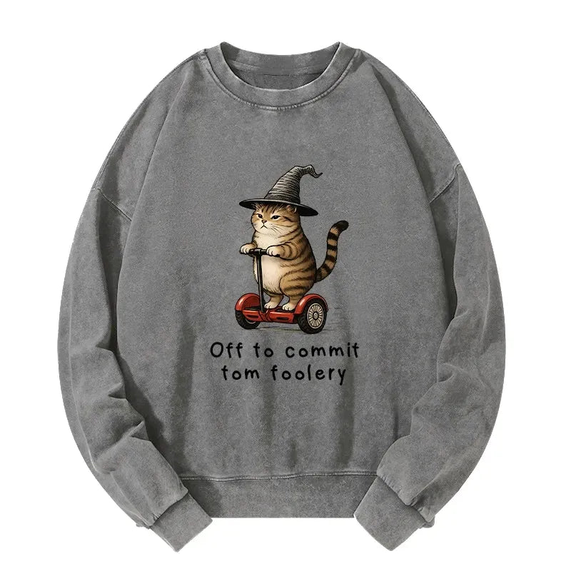 Japanese vintage cat sweatshirt for daily wear