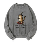 Japanese vintage cat sweatshirt for daily wear