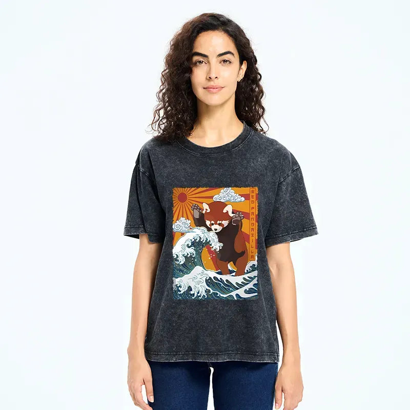 the great wave off kanagawa washed tee