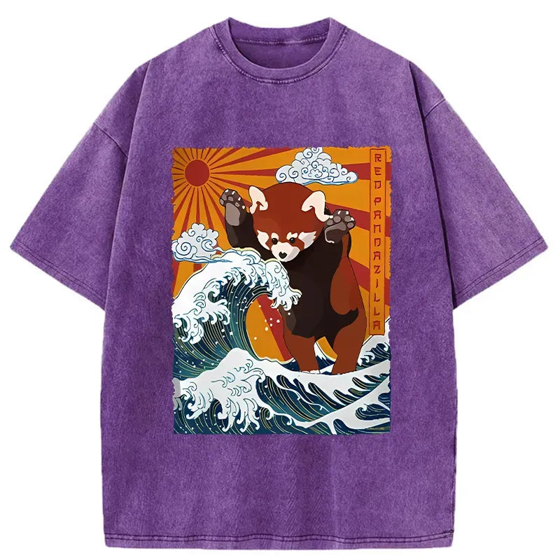 japanese ukiyo-e red panda tshirt